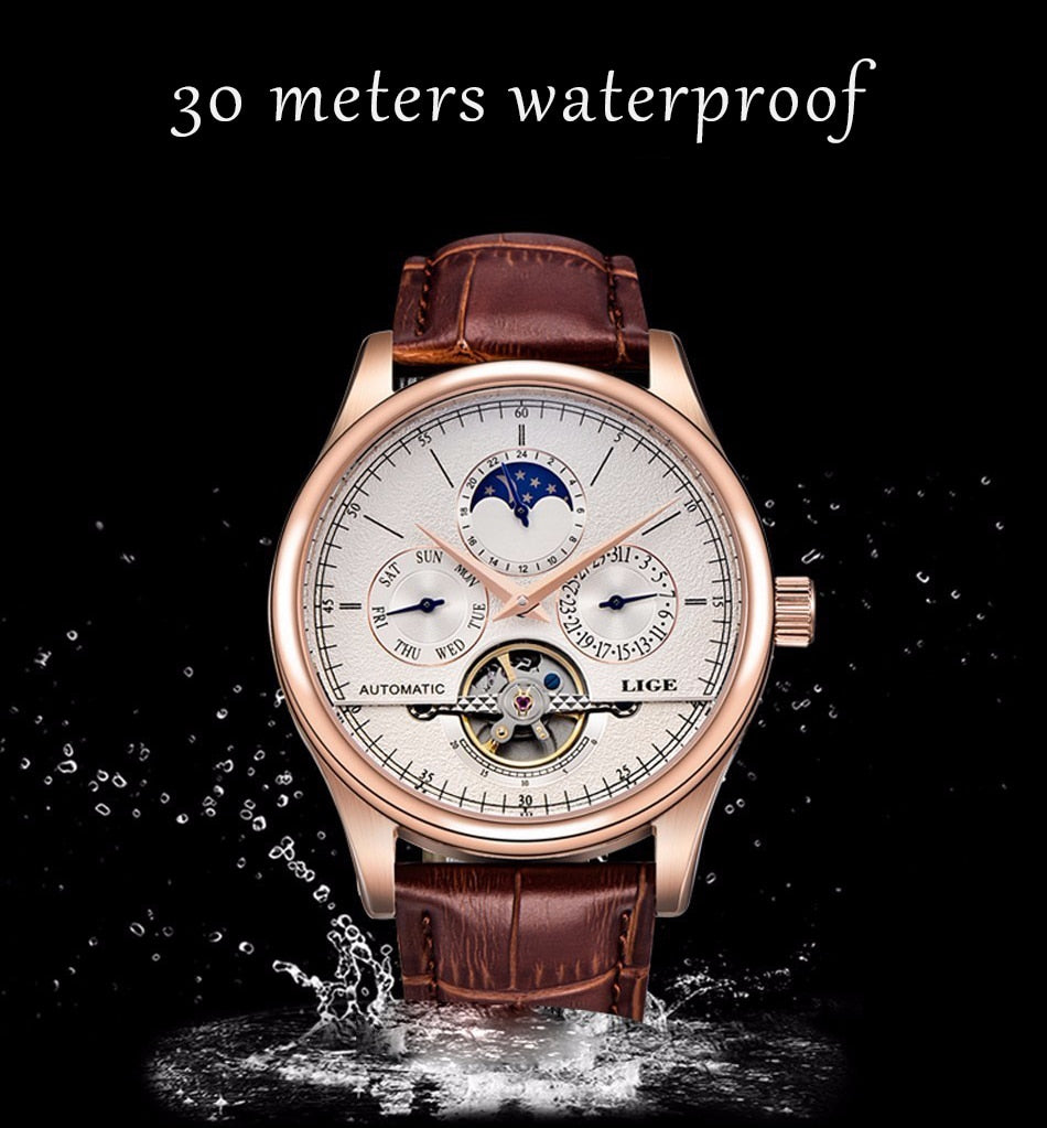LIGE Waterproof Classic Mechanical Watch for Men LIGE Waterproof Classic Mechanical Watch for Men